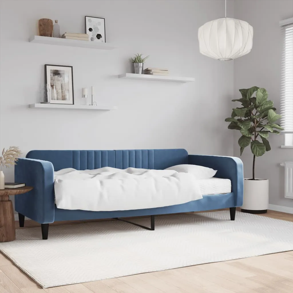 vidaXL Divano Letto con Materasso Blu 90x200 cm in Velluto