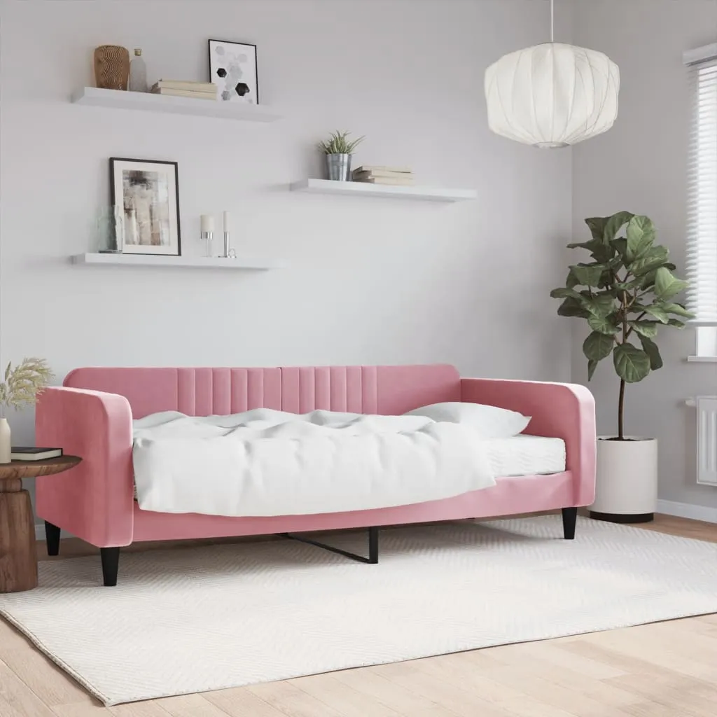 vidaXL Divano Letto con Materasso Rosa 90x200 cm in Velluto