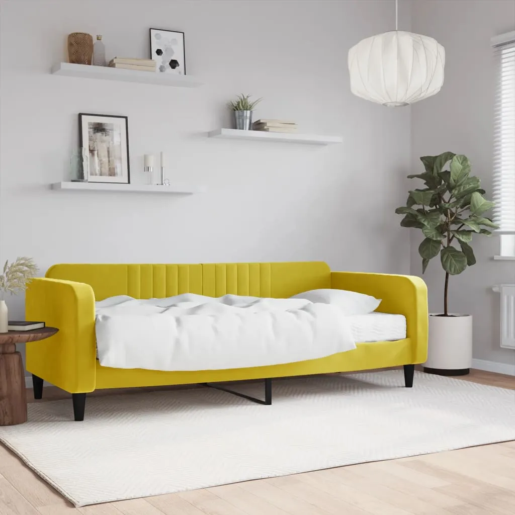 vidaXL Divano Letto con Materasso Giallo 90x200 cm in Velluto