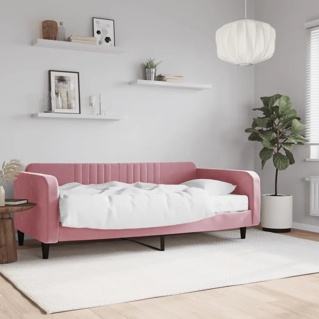 vidaXL Divano Letto con Materasso Rosa 100x200 cm in Velluto