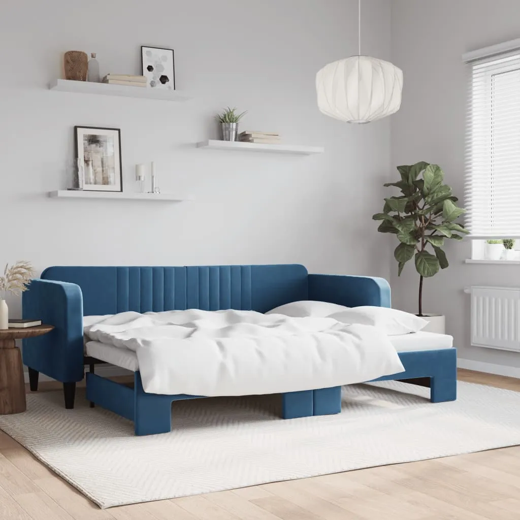 vidaXL Divano Letto con Letto Estraibile Blu 80x200 cm in Velluto