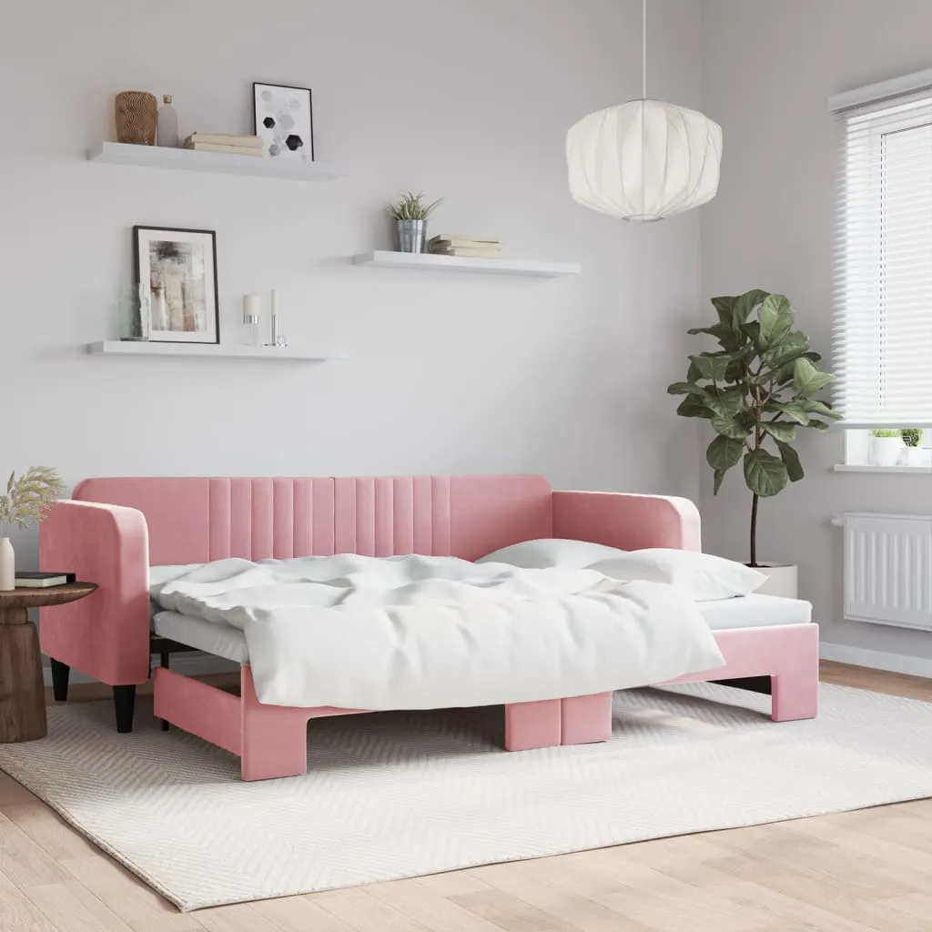 vidaXL Divano Letto con Letto Estraibile Rosa 80x200 cm in Velluto