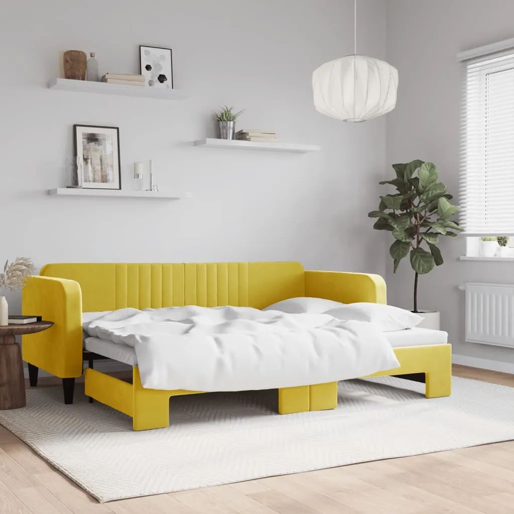 vidaXL Divano Letto con Letto Estraibile Giallo 80x200 cm in Velluto