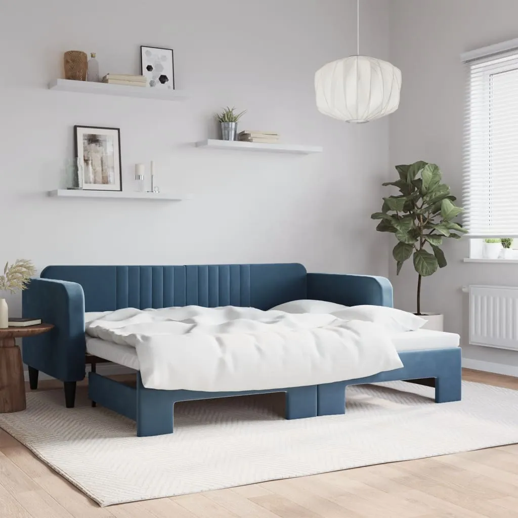 vidaXL Divano Letto con Letto Estraibile Blu 90x200 cm in Velluto