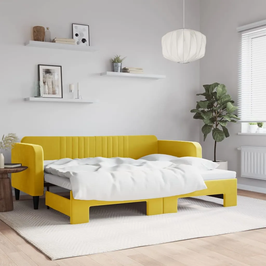 vidaXL Divano Letto con Letto Estraibile Giallo 90x200 cm in Velluto