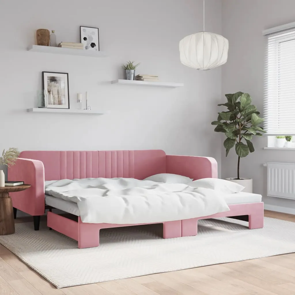 vidaXL Divano Letto con Letto Estraibile Rosa 100x200 cm in Velluto