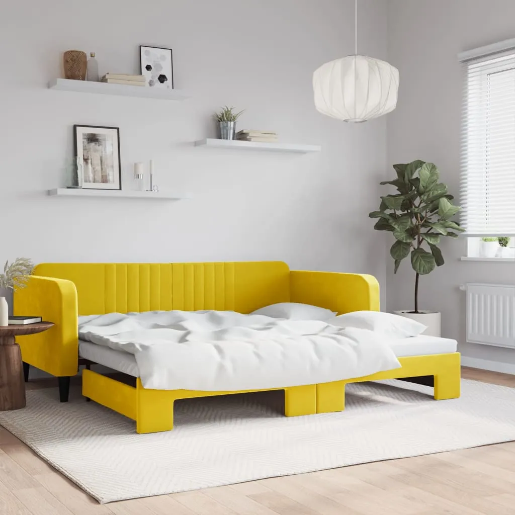 vidaXL Divano Letto con Letto Estraibile Giallo 100x200 cm in Velluto