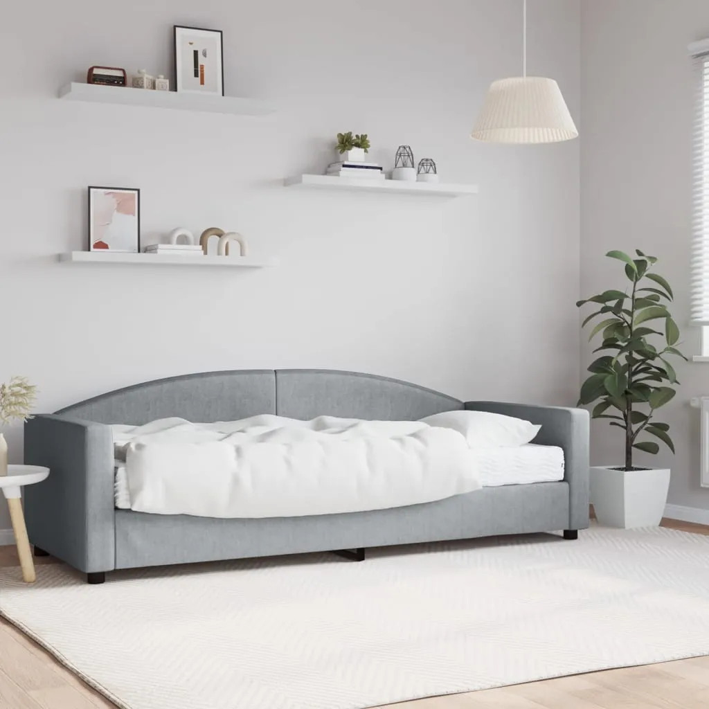 vidaXL Divano Letto con Materasso Grigio Chiaro 80x200 cm in Tessuto