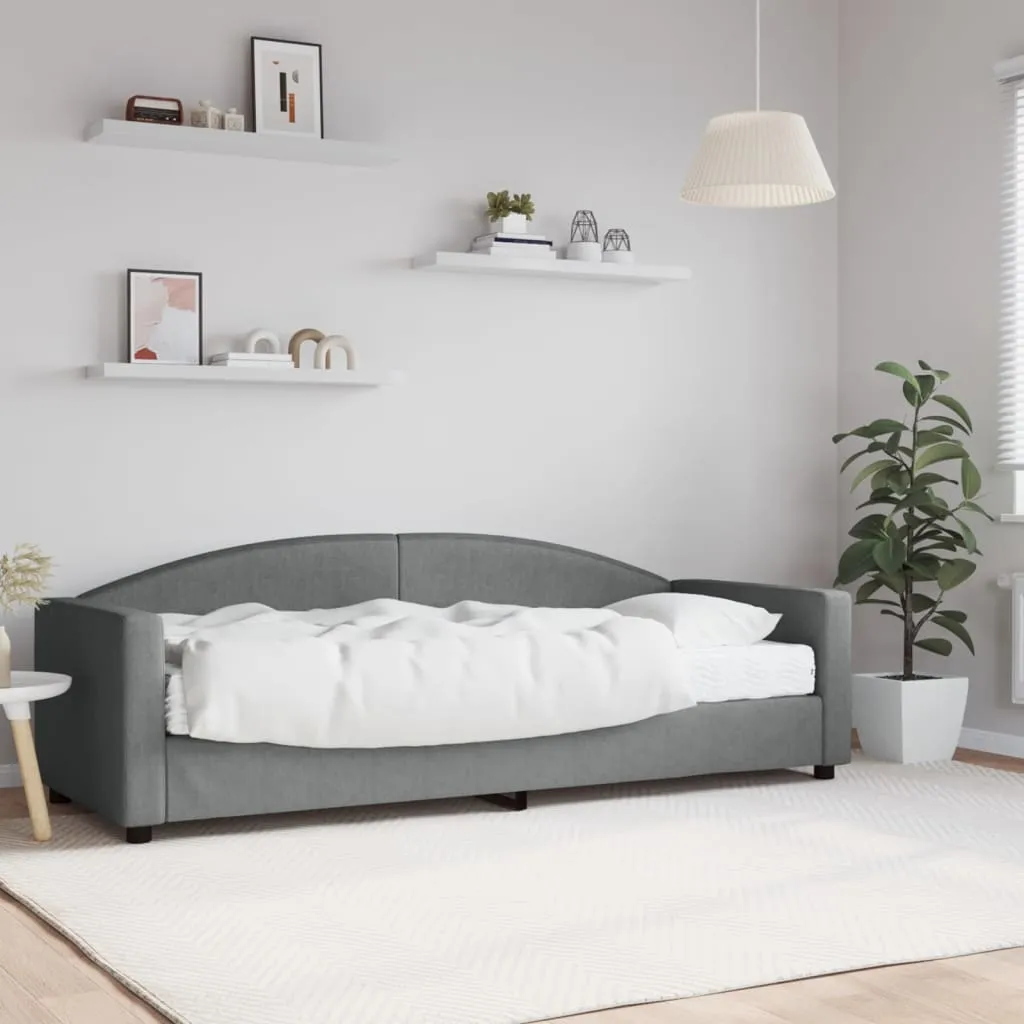 vidaXL Divano Letto con Materasso Grigio Scuro 80x200 cm in Tessuto