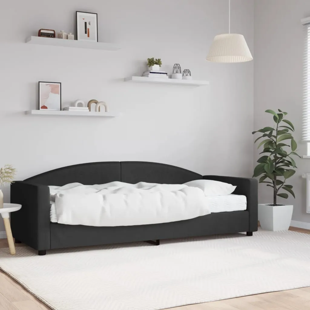 vidaXL Divano Letto con Materasso Nero 80x200 cm in Tessuto