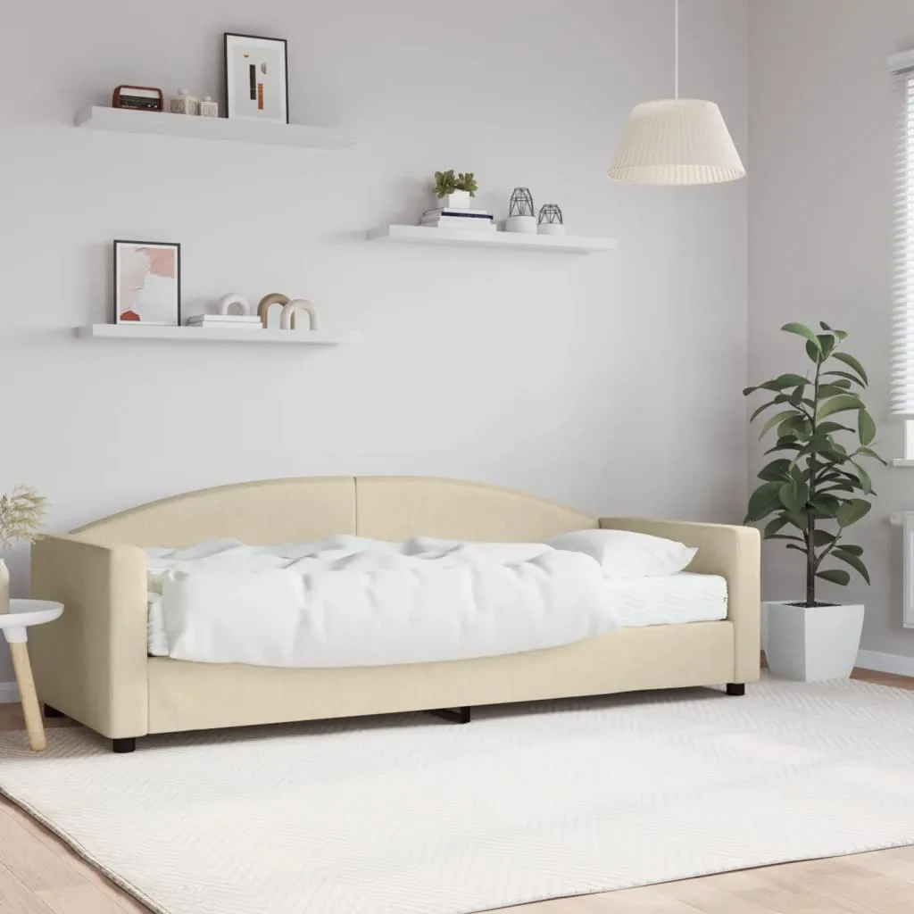 vidaXL Divano Letto con Materasso Crema 80x200 cm in Tessuto