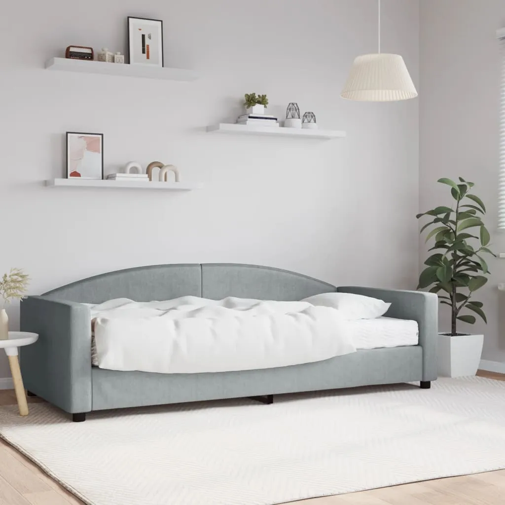 vidaXL Divano Letto con Materasso Grigio Chiaro 90x200 cm in Tessuto