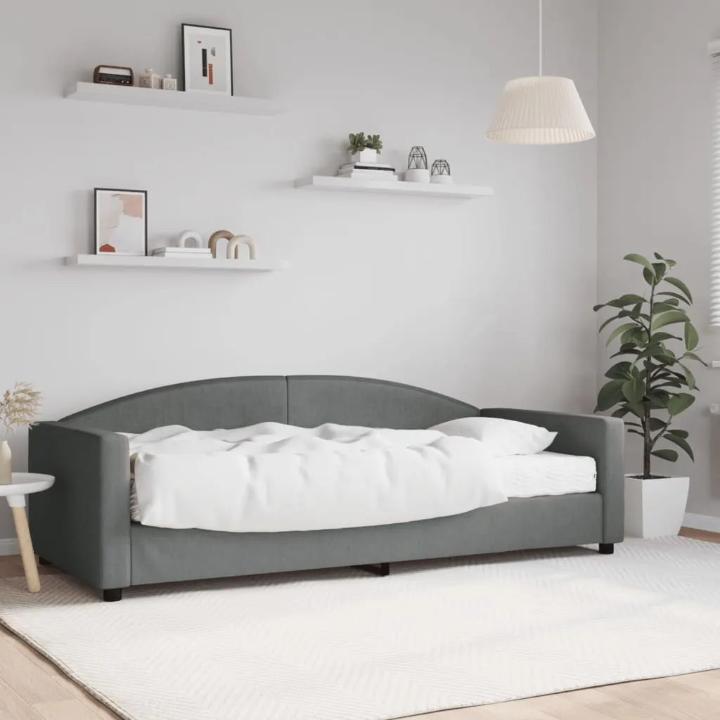 vidaXL Divano Letto con Materasso Grigio Scuro 90x200 cm in Tessuto