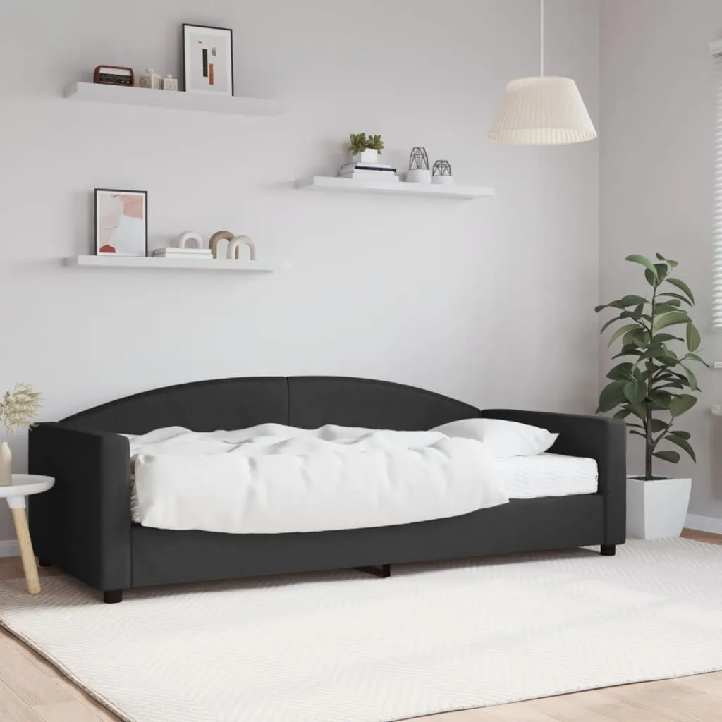 vidaXL Divano Letto con Materasso Nero 90x200 cm in Tessuto