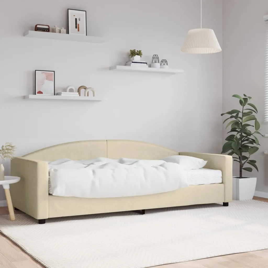 vidaXL Divano Letto con Materasso Crema 90x200 cm in Tessuto