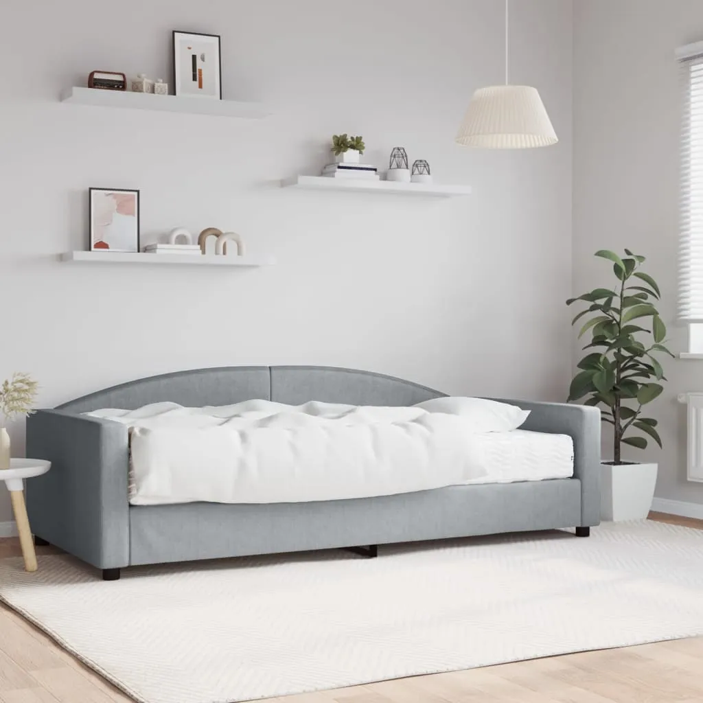 vidaXL Divano Letto con Materasso Grigio Chiaro 100x200 cm in Tessuto