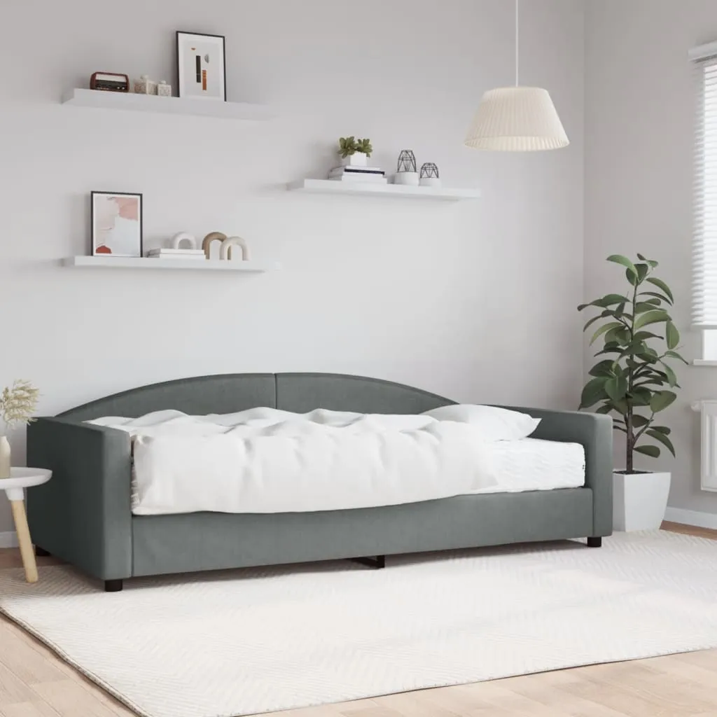 vidaXL Divano Letto con Materasso Grigio Scuro 100x200 cm in Tessuto