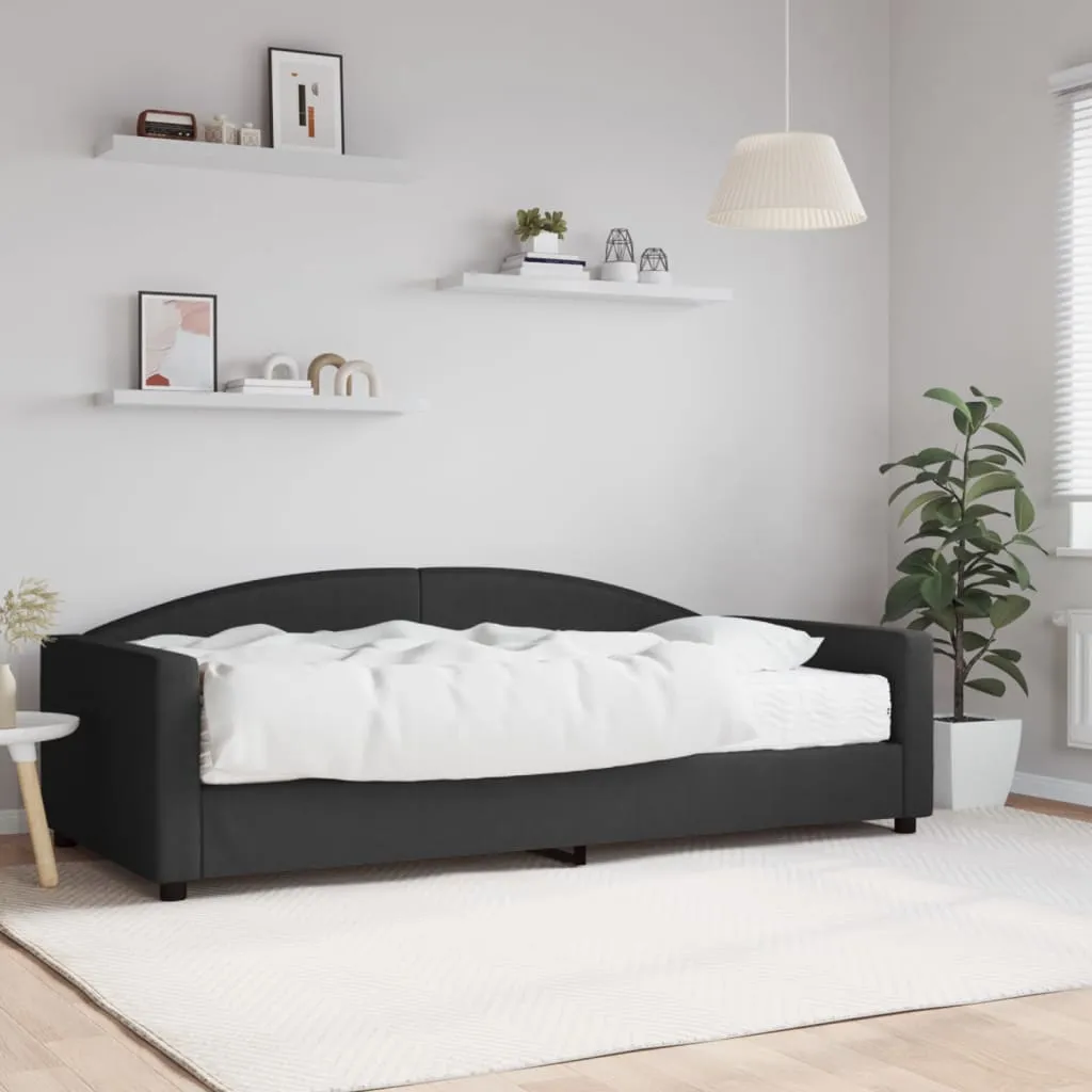 vidaXL Divano Letto con Materasso Nero 100x200 cm in Tessuto