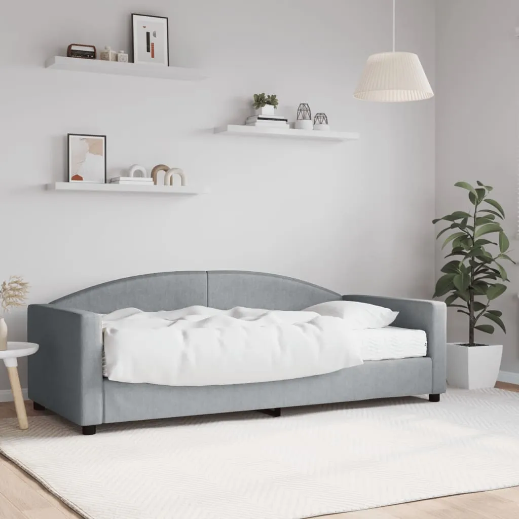 vidaXL Divano Letto con Materasso Grigio Chiaro 90x190 cm in Tessuto