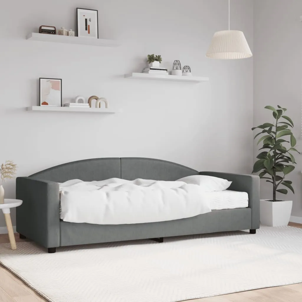 vidaXL Divano Letto con Materasso Grigio Scuro 90x190 cm in Tessuto