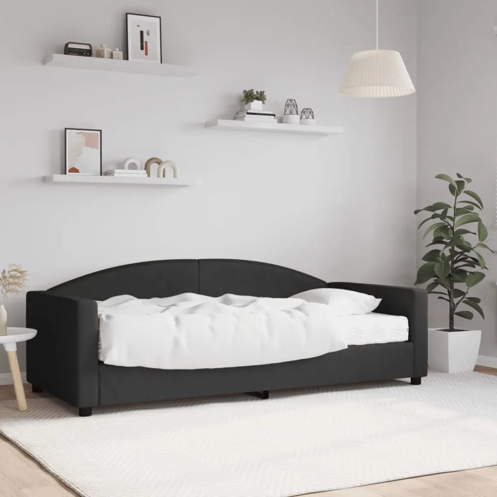 vidaXL Divano Letto con Materasso Nero 90x190 cm in Tessuto