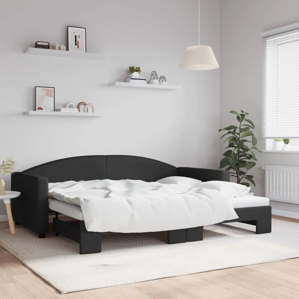 vidaXL Divano Letto con Letto Estraibile Nero 90x200 cm in Tessuto