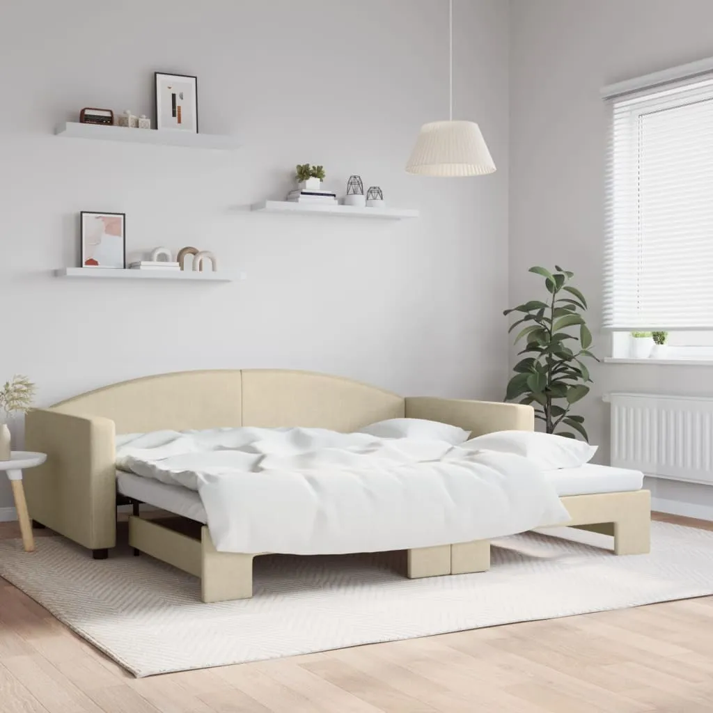 vidaXL Divano Letto con Letto Estraibile Crema 100x200 cm in Tessuto