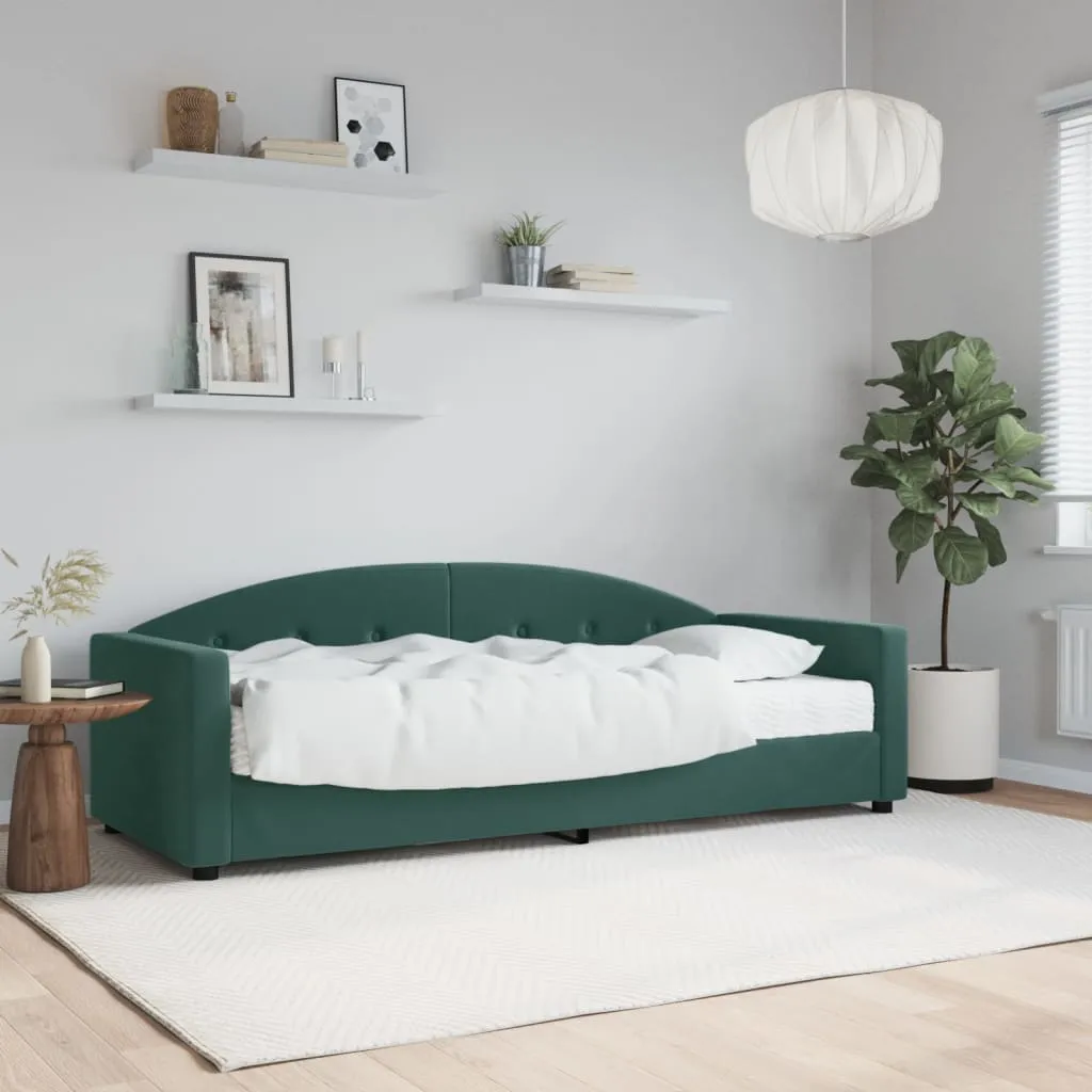 vidaXL Divano Letto con Materasso Verde Scuro 80x200 cm in Velluto