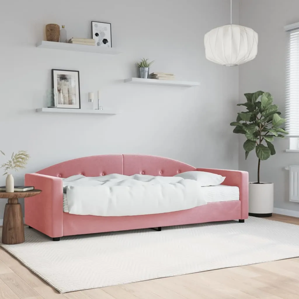 vidaXL Divano Letto con Materasso Rosa 80x200 cm in Velluto