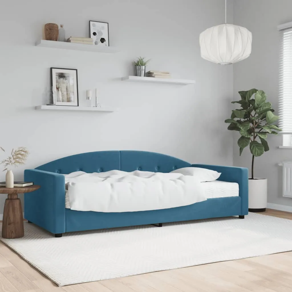 vidaXL Divano Letto con Materasso Blu 90x200 cm in Velluto