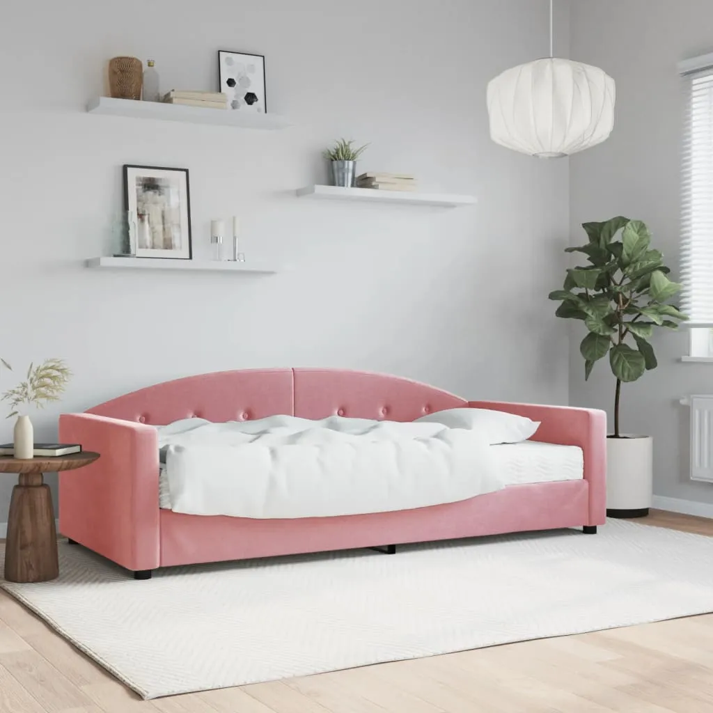 vidaXL Divano Letto con Materasso Rosa 90x200 cm in Velluto