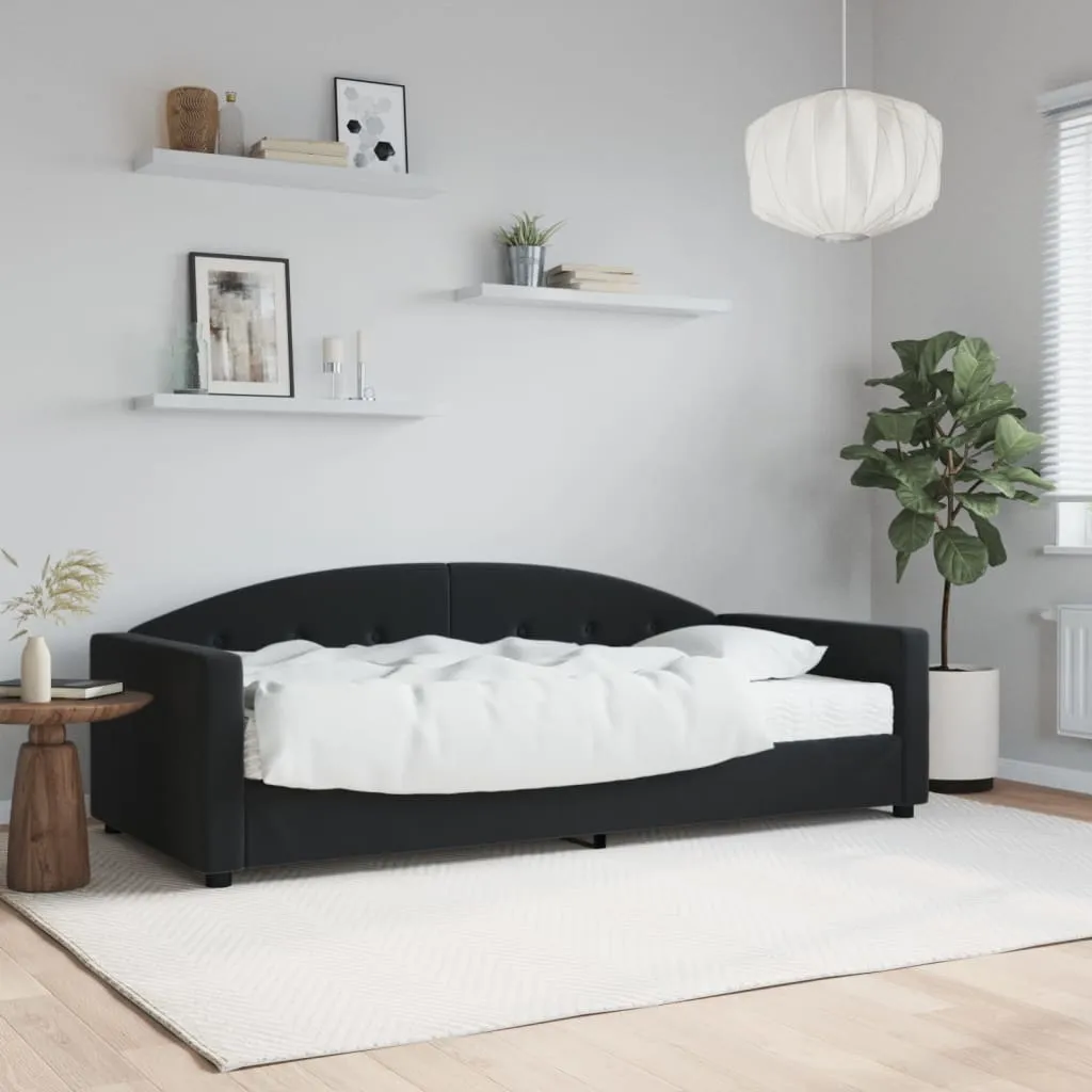 vidaXL Divano Letto con Materasso Nero 90x200 cm in Velluto