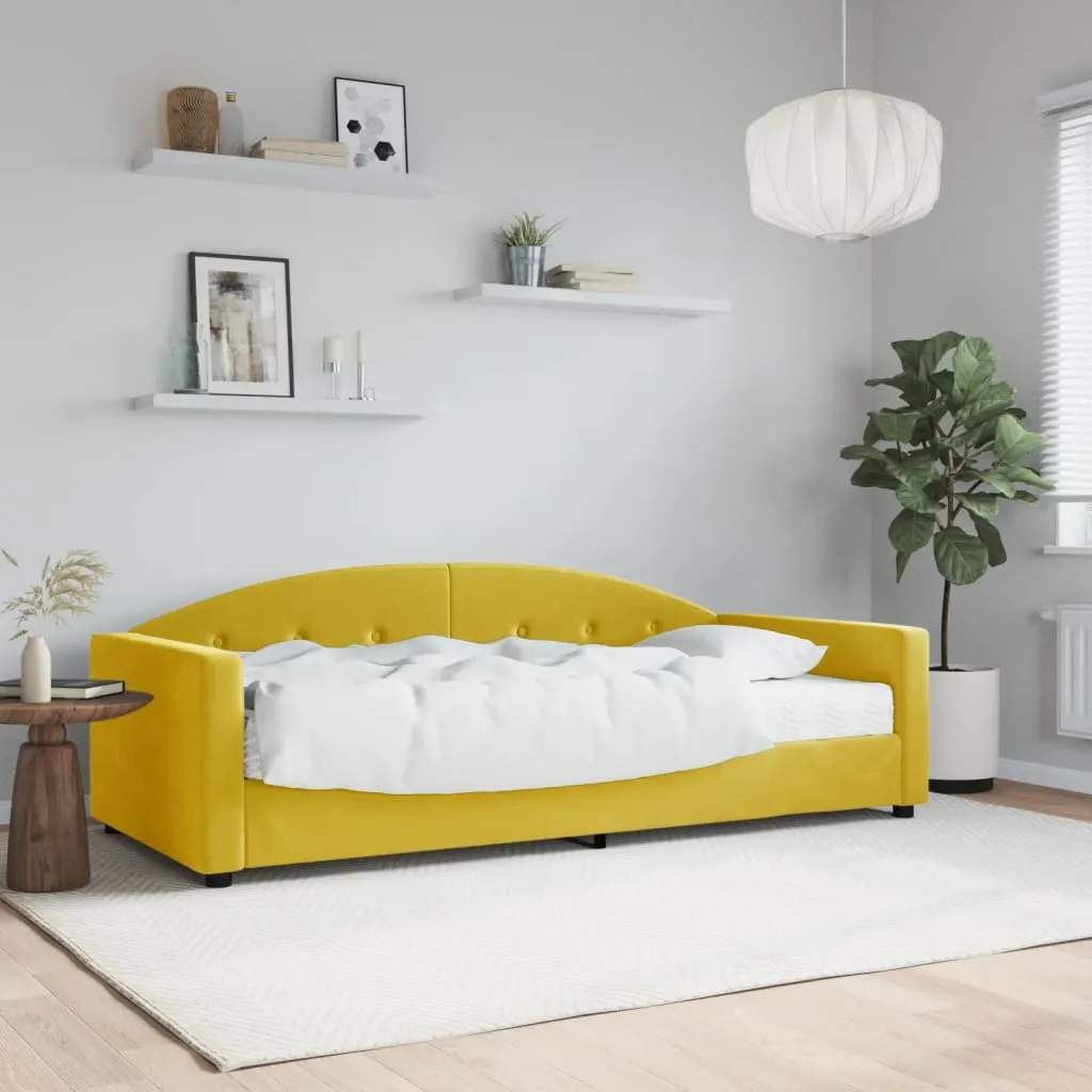 vidaXL Divano Letto con Materasso Giallo 90x200 cm in Velluto