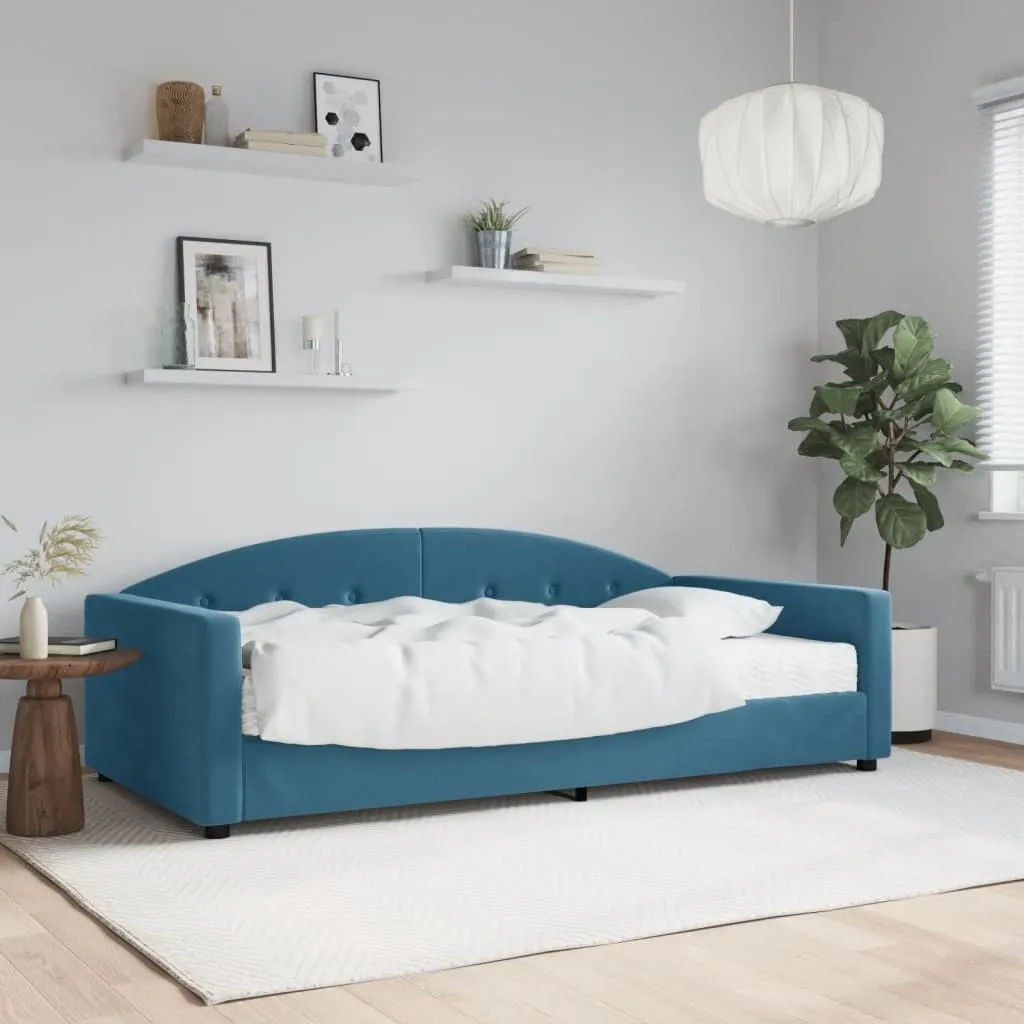 vidaXL Divano Letto con Materasso Blu 100x200 cm in Velluto