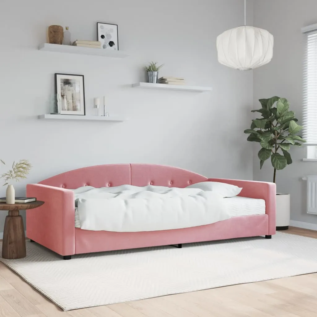 vidaXL Divano Letto con Materasso Rosa 100x200 cm in Velluto