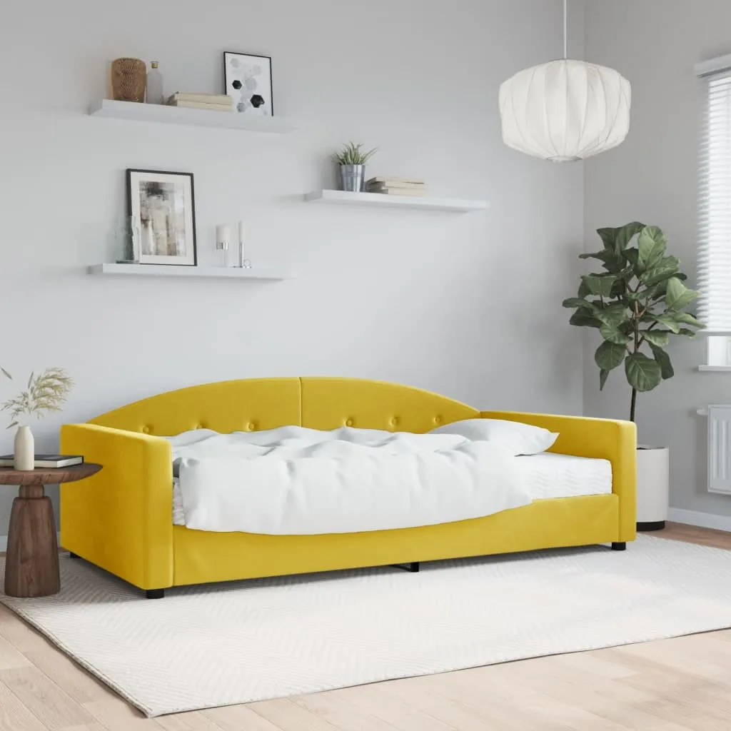 vidaXL Divano Letto con Materasso Giallo 100x200 cm in Velluto