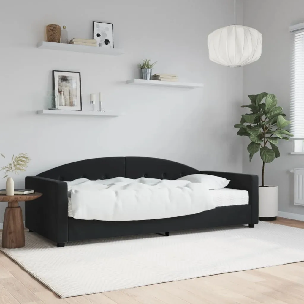 vidaXL Divano Letto con Materasso Nero 90x190 cm in Velluto