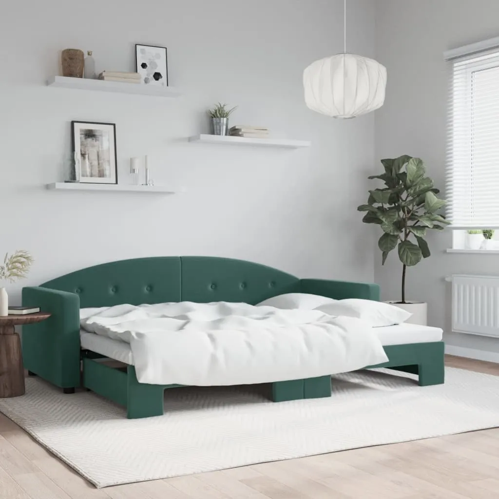 vidaXL Divano Letto con Letto Estraibile Verde Scuro 80x200cm Velluto