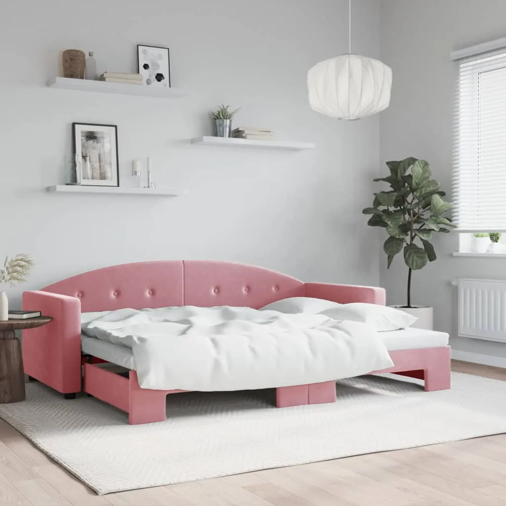 vidaXL Divano Letto con Letto Estraibile Rosa 80x200 cm in Velluto