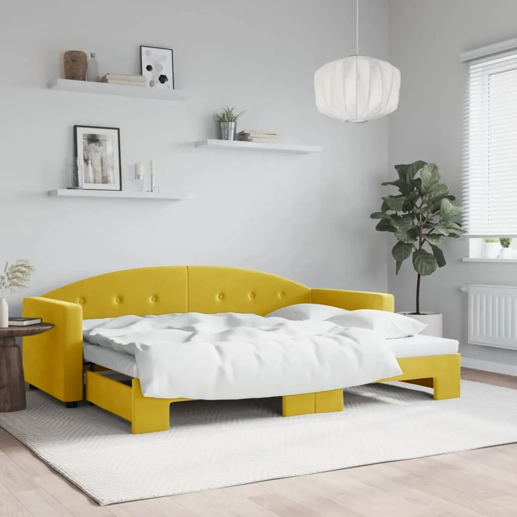 vidaXL Divano Letto con Letto Estraibile Giallo 80x200 cm in Velluto