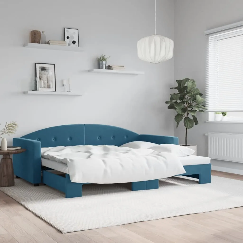 vidaXL Divano Letto con Letto Estraibile Blu 90x200 cm in Velluto