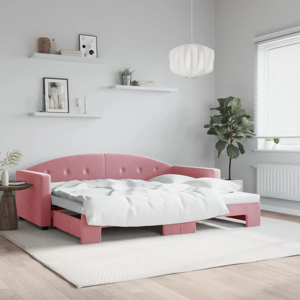 vidaXL Divano Letto con Letto Estraibile Rosa 90x200 cm in Velluto