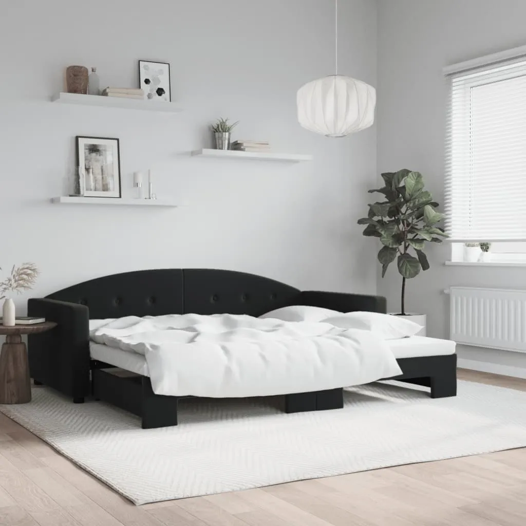 vidaXL Divano Letto con Letto Estraibile Nero 90x200 cm in Velluto