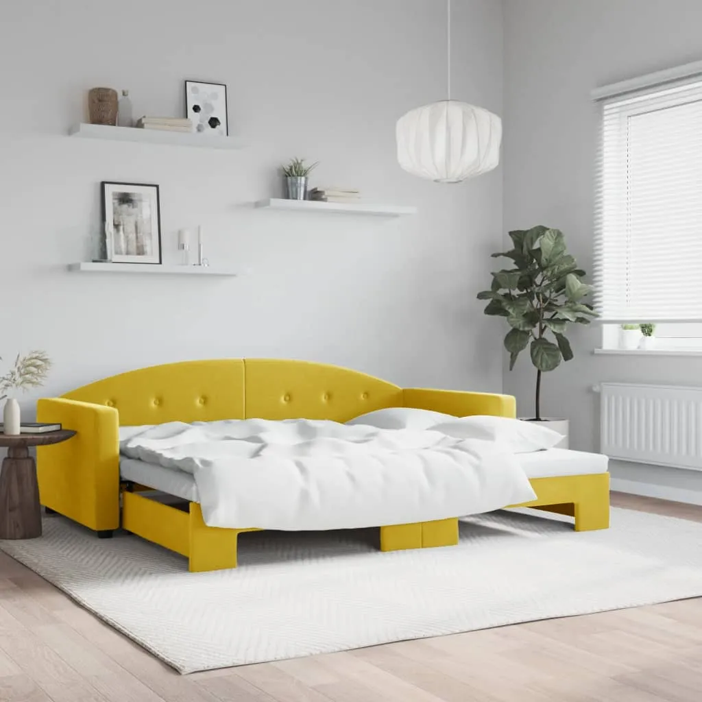 vidaXL Divano Letto con Letto Estraibile Giallo 90x200 cm in Velluto