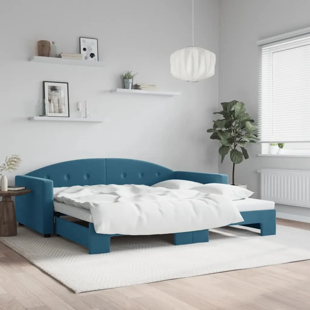 vidaXL Divano Letto con Letto Estraibile Blu 100x200 cm in Velluto