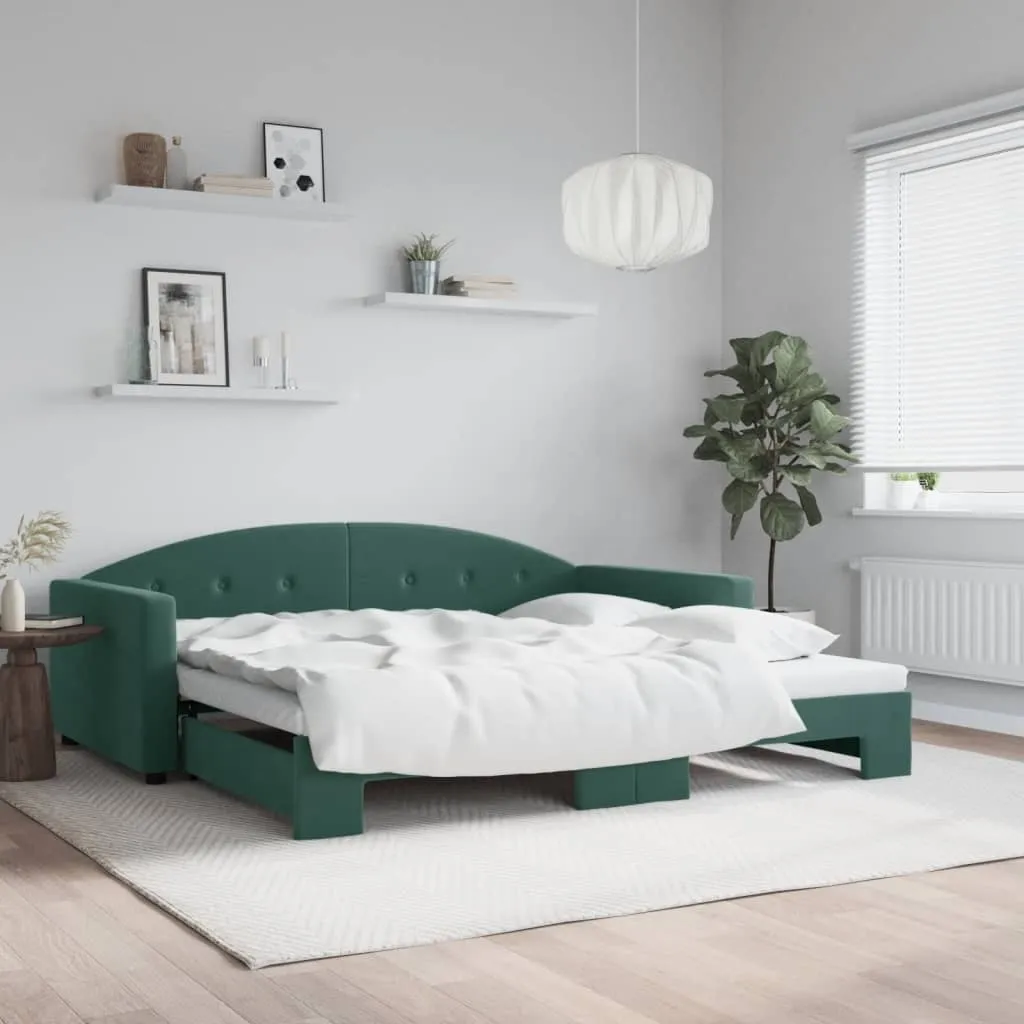 vidaXL Divano Letto con Letto Estraibile Verde Scuro 100x200cm Velluto