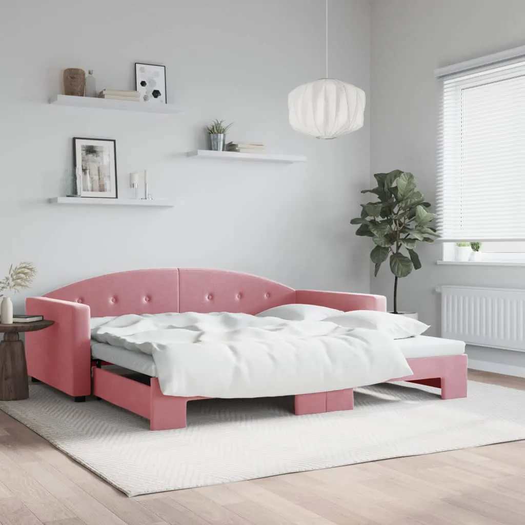 vidaXL Divano Letto con Letto Estraibile Rosa 100x200 cm in Velluto