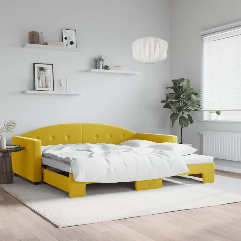 vidaXL Divano Letto con Letto Estraibile Giallo 100x200 cm in Velluto