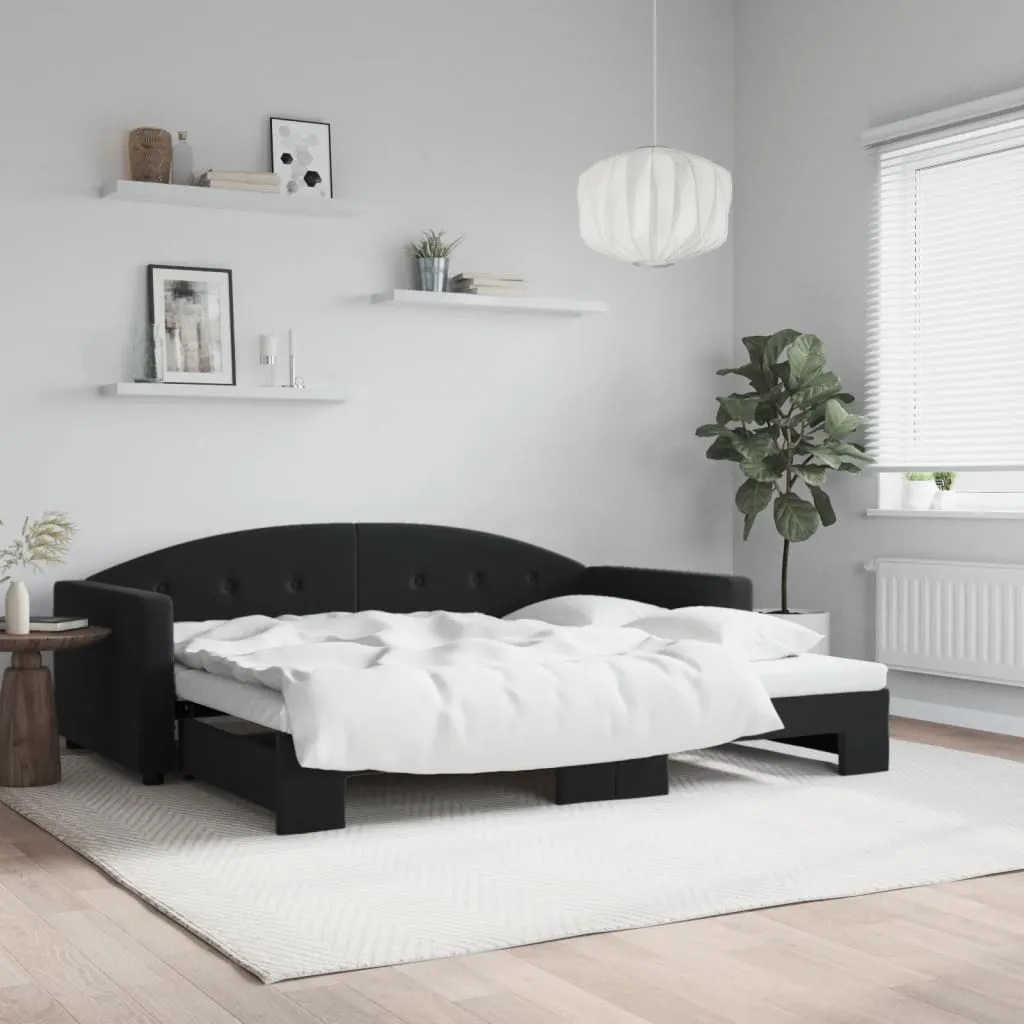 vidaXL Divano Letto con Letto Estraibile Nero 90x190 cm in Velluto