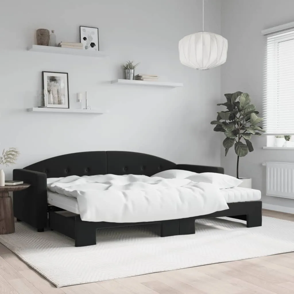 vidaXL Divano Letto Estraibile con Materassi Nero 80x200 cm Velluto